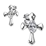Spikes 316L Surgical Stainless Steel Oval CZ Celtic Cross Stud Earring