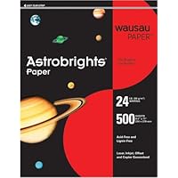 Wausau Astrobrights Heavy Duty Paper, 24 lb, 8.5 x 11 Inch, Rocket Red, 500 Sheets