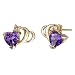 Daring and Striking 0.75 cts Heart Shape Amethyst Diamond Earrings 14Kt Yellow Gold