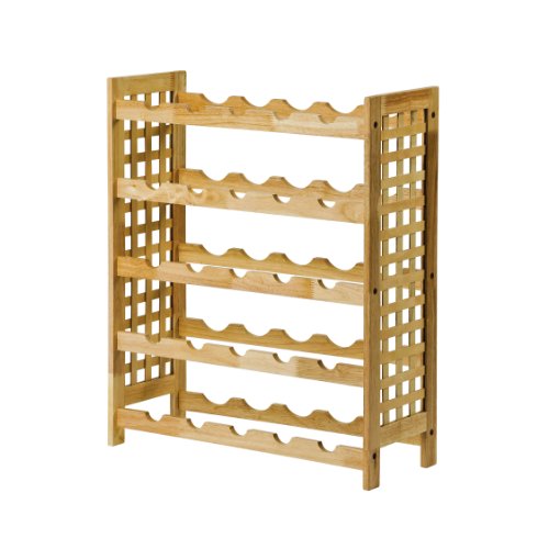 Premier Housewares Rubberwood 5 Tier Wine Rack, 76 x 64 x 25 cm