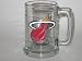 MIAMI HEAT 15 ounce GLASS TANKARD MUG with Pewter Logo