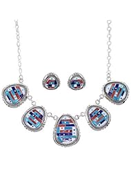 Turquoise Multicolor Link Necklace Earrings Set HS28534