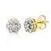 1/3 Cttw Diamond Flower Cluster Earrings in 14K Yellow Gold