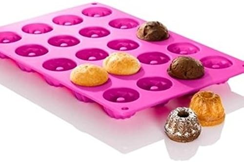Tifan Mini Fancy 20-Cavity Bundt Savarin Cake Pan Chiffon Cake Mould Silicone Mold Baking Mould(Hot Pink)