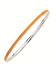Sterling Silver Stackable Expressions Orange Enamel Bangle Bracelet - Stackable Jewelry Collection