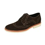 Natazzi Italian Napa Suede Calfskin Leather Shoes Hand Made Mens Players Lace-Up Wingtip Oxford Shoe Model Armani S-6010 Brown