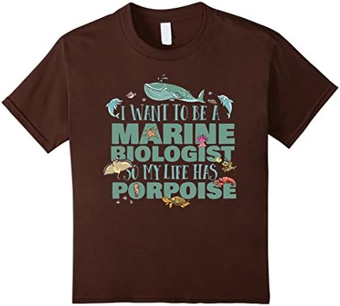 Kids Marine Biologist Shirt - "My Life has a Porpoise" 8 Brown