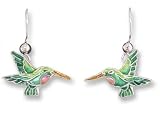 Little Hummingbird Sterling Silver and Enamel Earrings