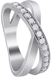 925 Sterling Silver Round Clear Cubic Zirconia Twin Ring