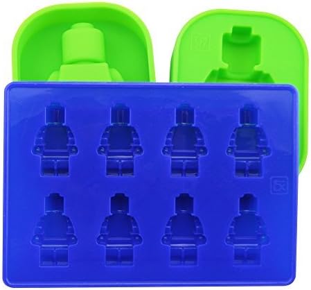 2 Medium-sized Figure&1 Minifigure Ice Cube Tray or Candy,jelly &Chocolates Silicone Mold for Lego Lovers Color: Green&Blue Model: (Home & Kitchen)