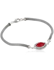 Judith Jack "Mesh Items" Marcasite and Ruby Jade Mesh Line Bracelet, 7.5"