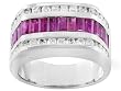 14K White Gold Man's Ruby and Diamond Ring