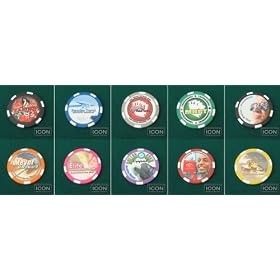 500 Custom Icon Poker Chip Set with Aluminum Poker Chip Case and 2 Decks of playing cards.