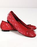 Bow-trim quilted ballet flat
