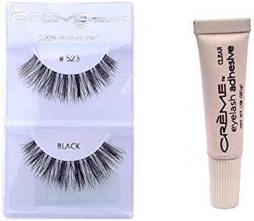 6 Pairs Crme 100% Human Hair Natural False Eyelash Extensions Black #523 Dark Long Thick Lashes by Crme