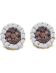0.76 cttw. Diamond Flower Earrings 14K Yellow Gold