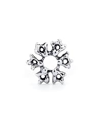 Novobeads Snowflake Sterling Silver Charm Bead - Made in USA w imported materials - Fits all major bead bracelets