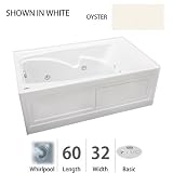 Jacuzzi CTS6032 WRL 2XX Y Oyster Cetra 60 x 32 Cetra Three Wall Alcove Comfort Whirlpool Bathtub w