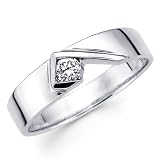 14K White Gold Round-cut Diamond Men's Couple Wedding Ring Band (0.22 CTW., G-H Color, SI1-2 Clarity)