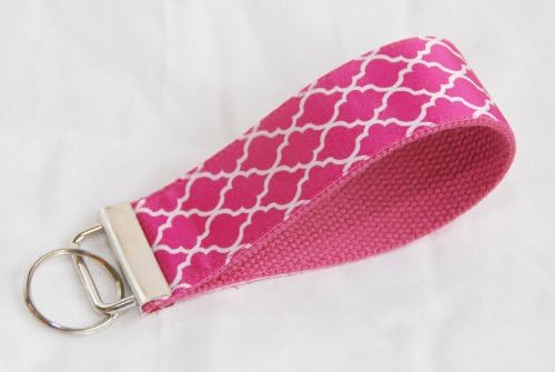 Pink Quatrefoil Wristlet Key Fob