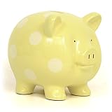 Child to Cherish Large Pig Bank, Yellow with White Dot