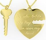 Gold Plated Key To My Heart Necklace Set In Gold Made in the Usa