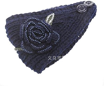 Sunko Winter Hats Womens Loose Knit Headband W/Knit Flower and Jewel