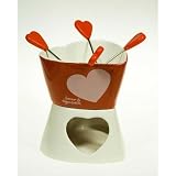 Herz Schokoladenfondue Set f�r Verliebte mit 4 Gabeln