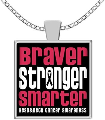 Head and Neck Cancer Necklace Awareness You are Braver Smarter Stronger Men Survivor Gifts Products Funny Survivor For Dad Mother Mom Ribbon Pendant Jewelry