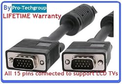 Pro-Techgroup 6 ft VGA SVGA UXGA Monitor Projector Cable - Coaxial (RGB type) and 4 twisted pair to support higher video resolution. LIFETIME Warranty