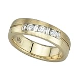 14K Yellow Gold 1/4 ct. Round and Baguette Cut Diamond Wedding Band