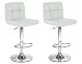 Set Of 2 White & Chrome Finish Air Lift Adjustable Bar Stools
