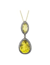 14K White Gold 10.75ct Sunset Mystery Pave Diamond & Yellow Lemon Topaz Necklace