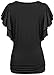 Bepei Shirts, Women's Short Batwing Pleated Sleeves Scoop Neck Tunic Tops