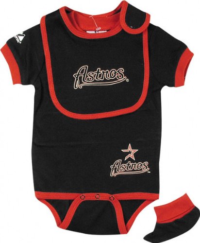 Houston Astros Baby Bib and Bootie Creeper Set