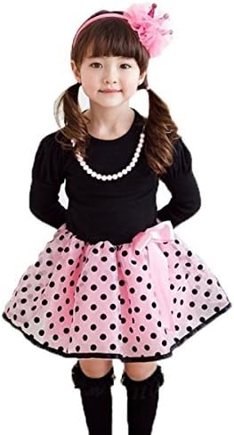 Siabhi Girls Black Pink Polka Dot Organza Dress (5-6 Years)