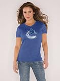 Vancouver Canucks Royal Women's Primary Logo Tri Blend V Neck T-Shirt- by Alyssa Milano