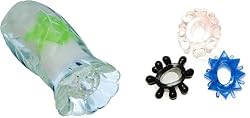 Fleshy Light Asian Hibiscus Anus Back Door Power Bottom Stroker Male Masturbator and Silicone Cock Rings