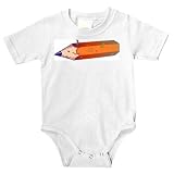 Onesie with pencil, lead, writing, worm, holes