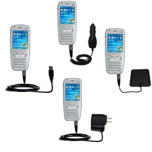 Road Warrior Kit for the i-Mate SP3 includes a Car & Wall Charger AND USB cable AND Battery Extender - Gomadic Brand w/ TipExchange Technology