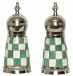 Decorative Salt & Pepper Set with Inlaid Jade & Bone Resin