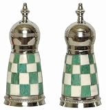 Decorative Salt & Pepper Set with Inlaid Jade & Bone Resin
