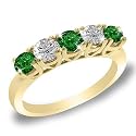 5 Stone Round Emerald & Diamond Eternal Love Ring in 14K Yellow Gold (1/2 ctw)