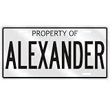 NEW  PROPERTY OF ALEXANDER  LICENSE PLATE SIGN NAME