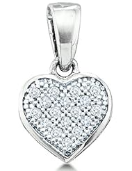 10k Yellow OR White Gold Round Pave Set Love Heart Shape Diamond Pendant - 7mm Width * 12mm Height (.05 cttw)