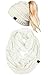 cBT-6020a-25 Messy Bun Beanie Tail Matching Scarf Set Bundle - Ivory (Solid)