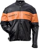 Diamond Plate Rock Design Genuine Buffalo Leather Motorcycle Jacket