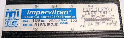 Micron Impervitran Industrial Control Transformer 100 VA B100JB7JK