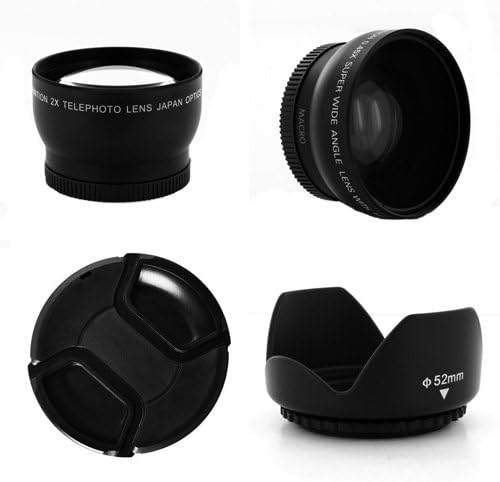 0.45x Wide Angle + 2x Telephoto Lens Kit + Cap + Hood 58mm for CANON GL1 GL2 MiniDV Digital Camcorder