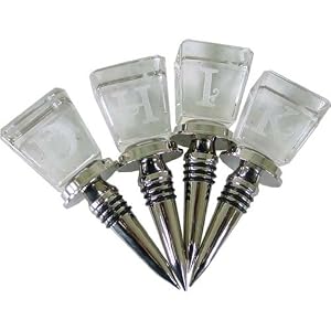 Clear Wine Stopper with Monogram, Pick Your Initial